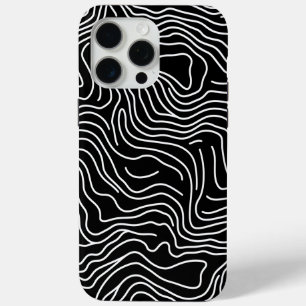 Topographic Line Art in Black 🗺️ iPhone 15 Pro Max Case