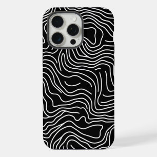 Topographic Line Art in Black 🗺️ iPhone 15 Pro Max Case