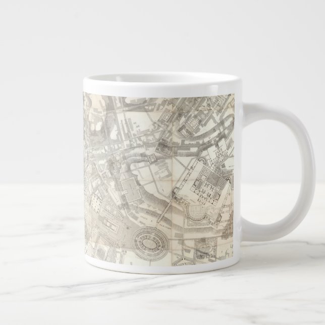 Topographic Map of Ancient Rome, Italy Large Coffee Mug (Right)