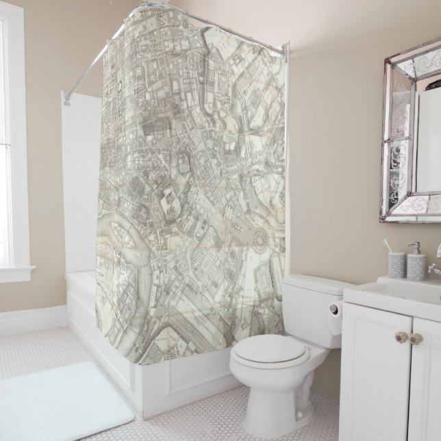 Topographic Map of Ancient Rome, Italy Shower Curtain (In Situ)