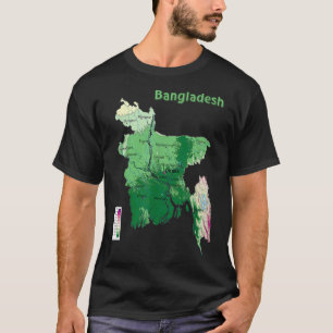 Topographic Map of Bangladesh, relief map, major c T-Shirt