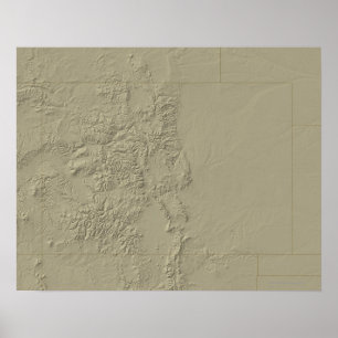 Topographic Map of Colorado Poster