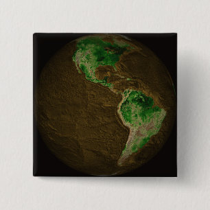 Topographic Map of Earth 15 Cm Square Badge