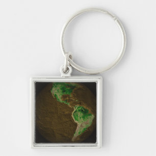 Topographic Map of Earth Key Ring