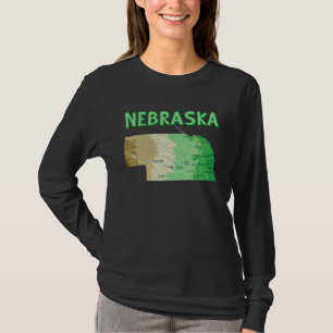 Topographic Map Of Nebraska Shaded Relief Map Usa T-Shirt