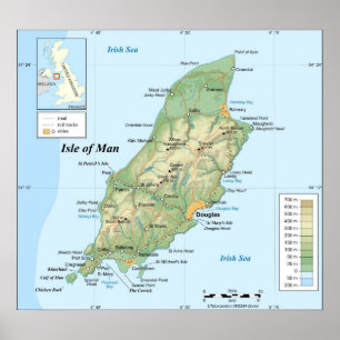Topographic Map of the Isle of Man Poster