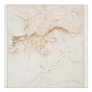 Topographic map of the ruins of Thebes  Poster