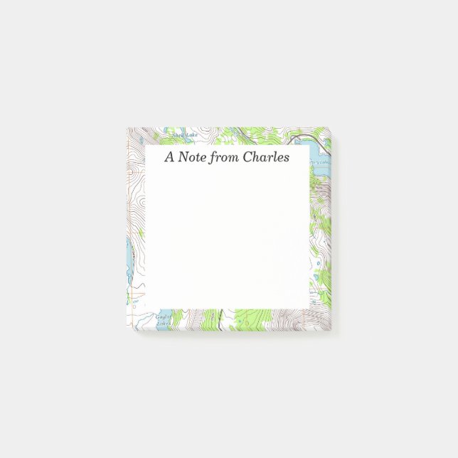 Topographic Map Personalised Post-it Notes (Front)