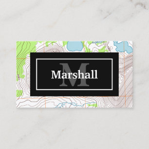 Topographic Map with Your Name and Monogram Business Card