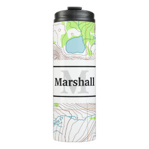 Topographic Map with Your Name and Monogram Thermal Tumbler