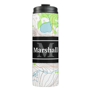 Topographic Map with Your Name and Monogram Thermal Tumbler