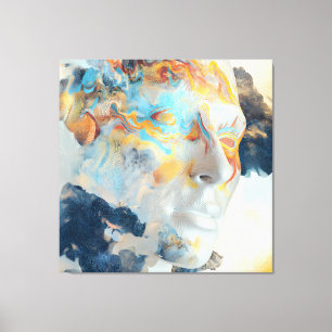 Topographic Mind Flow Colorful Profile Canvas Print