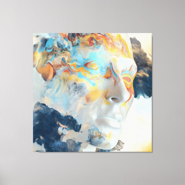 Topographic Mind Flow Colorful Profile Canvas Print (Front)