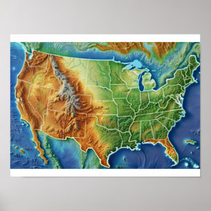 Topographic USA Map Poster