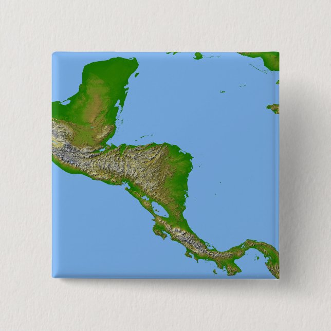 Topographic view of Central America 15 Cm Square Badge (Front)