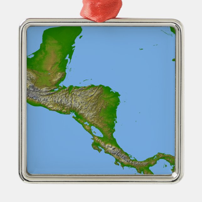 Topographic view of Central America Metal Tree Decoration (Front)