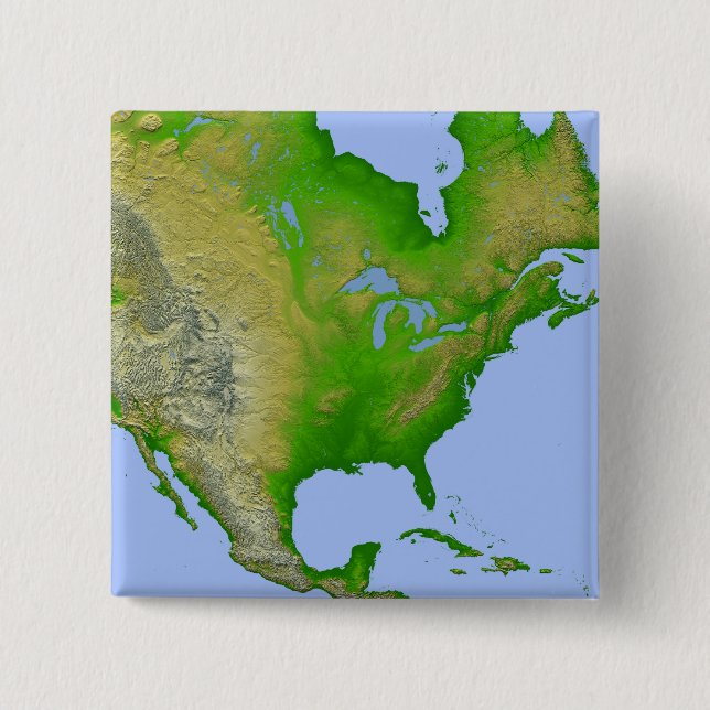 Topographic view of North America 15 Cm Square Badge (Front)