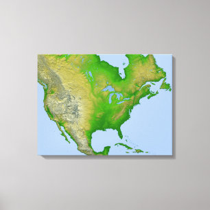 Topographic view of North America Canvas Print
