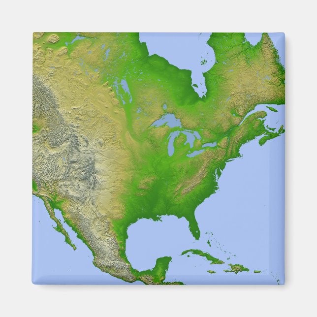Topographic view of North America Magnet (Front)