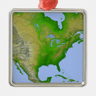 Topographic view of North America Metal Tree Decoration
