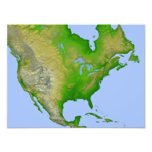 Topographic view of North America Photo Print