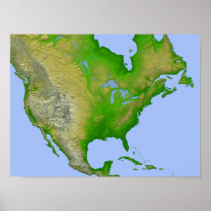 Topographic view of North America Poster
