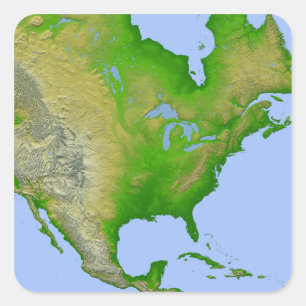 Topographic view of North America Square Sticker