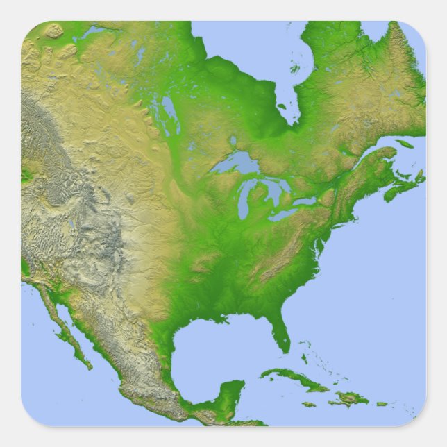 Topographic view of North America Square Sticker (Front)