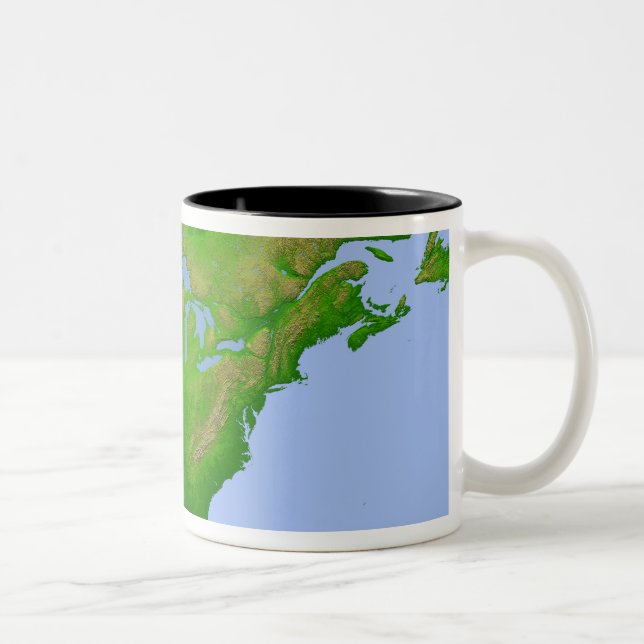 Topographic view of North America Two-Tone Coffee Mug (Right)
