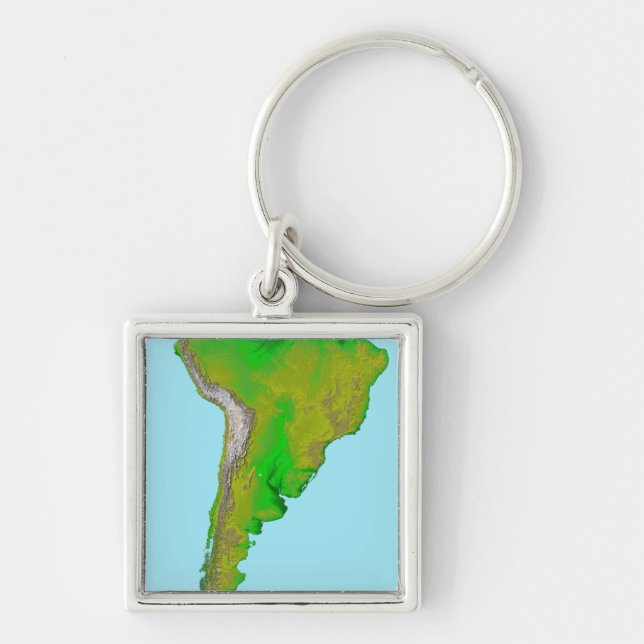 Topographic view of South America Key Ring (Front)