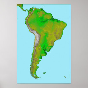 Topographic view of South America Poster