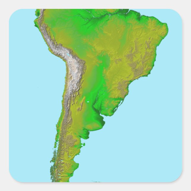 Topographic view of South America Square Sticker (Front)
