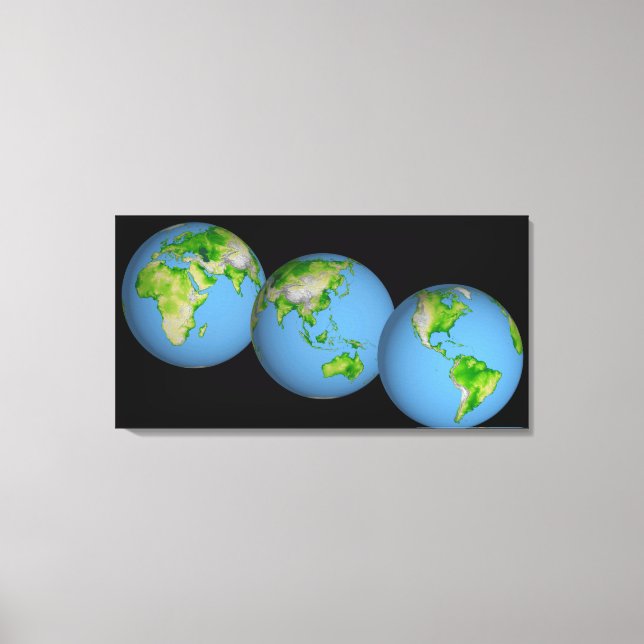 Topographic views of the world canvas print (Front)