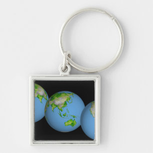 Topographic views of the world key ring