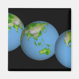Topographic views of the world magnet