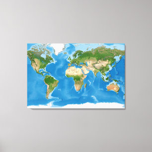Topographic World Map Earth Illustration Canvas Print