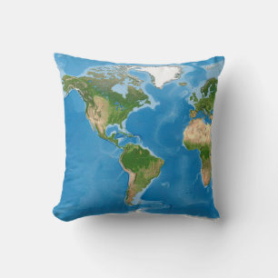 Topographic World Map Earth Illustration Cushion