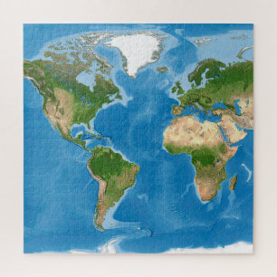 Topographic World Map Earth Illustration Jigsaw Puzzle