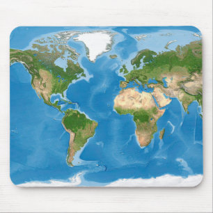 Topographic World Map Earth Illustration Mouse Mat