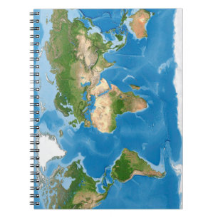 Topographic World Map Earth Illustration Notebook