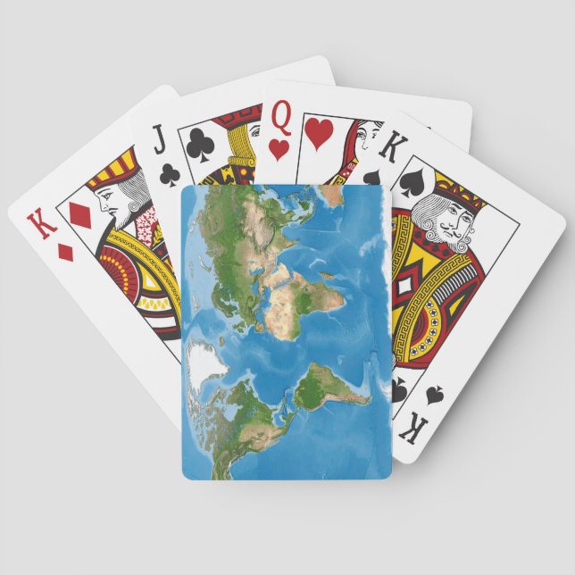 Topographic World Map Earth Illustration Playing Cards (Back)