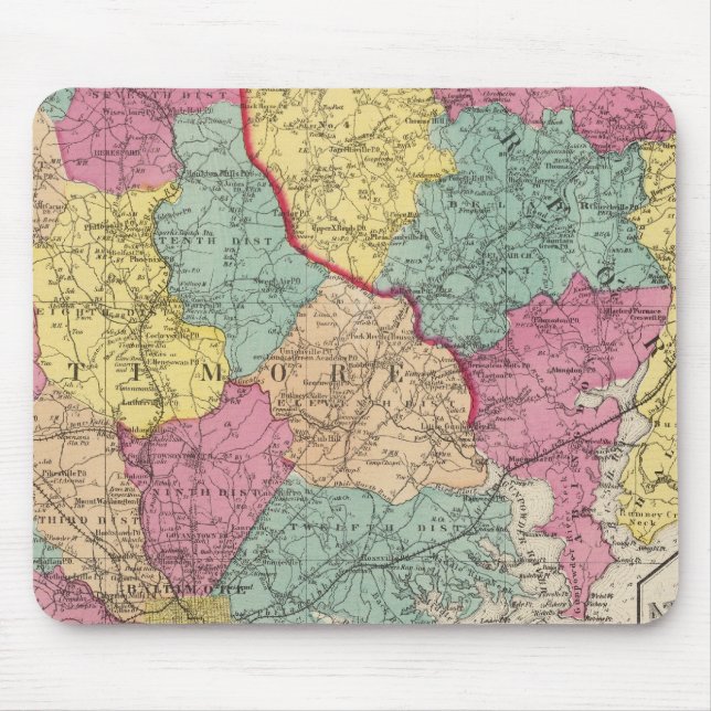 Topographical atlas of Maryland counties 3 Mouse Mat (Front)