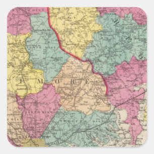 Topographical atlas of Maryland counties 3 Square Sticker