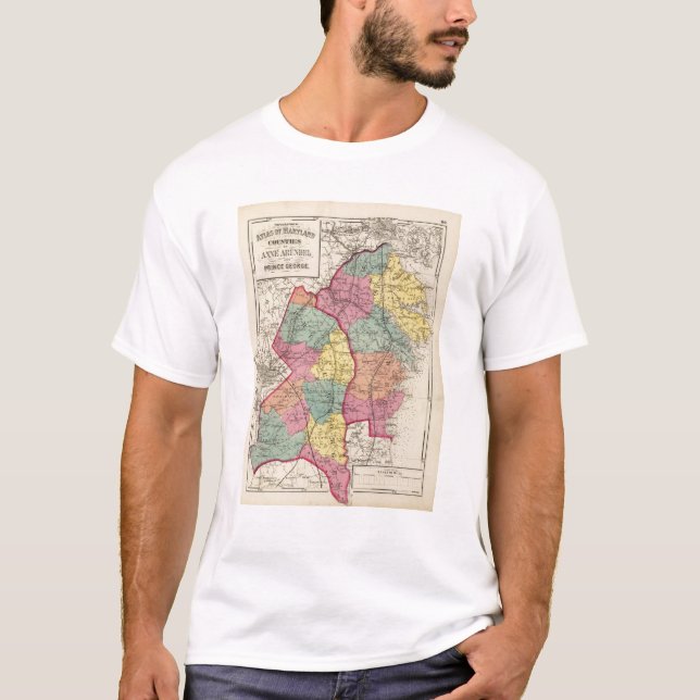 Topographical atlas of Maryland counties 4 T-Shirt (Front)