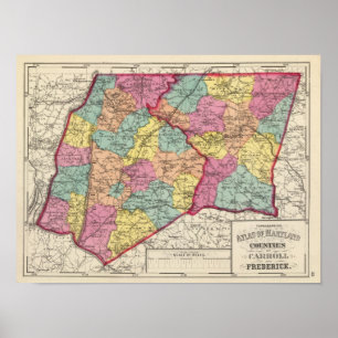 Topographical atlas of Maryland counties 5 Poster