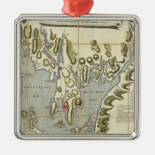 Topographical Chart of the Bay of Narraganset Metal Tree Decoration