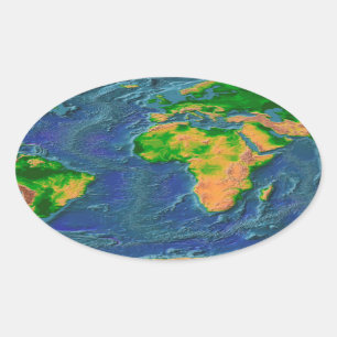 Topographical Earth Oval Sticker