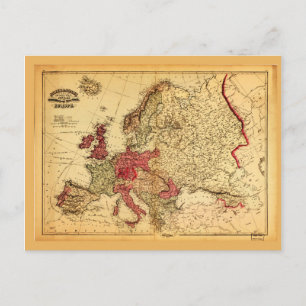 Topographical Map of Europe (1871) Postcard