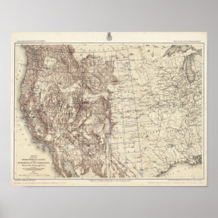 Topographical Map of Mississippi River Poster