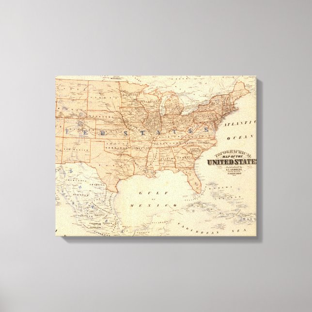 Topographical Map of the United States Canvas Print (Front)